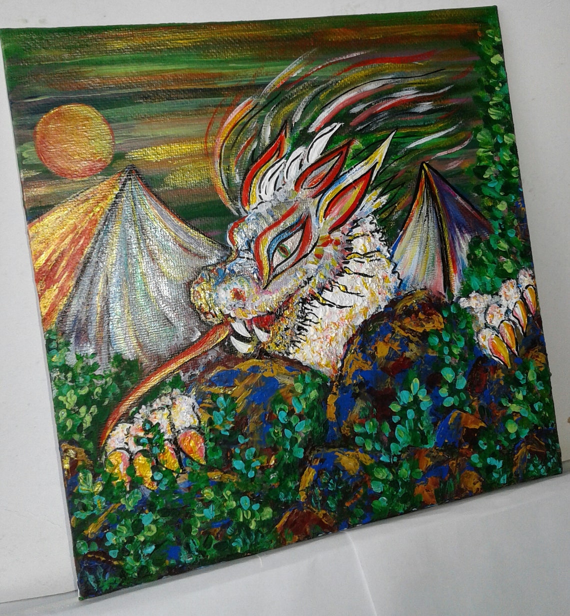 Drache Kleines Bild8x8 Acrylgemälde8x8 Abstrakt Original | Etsy