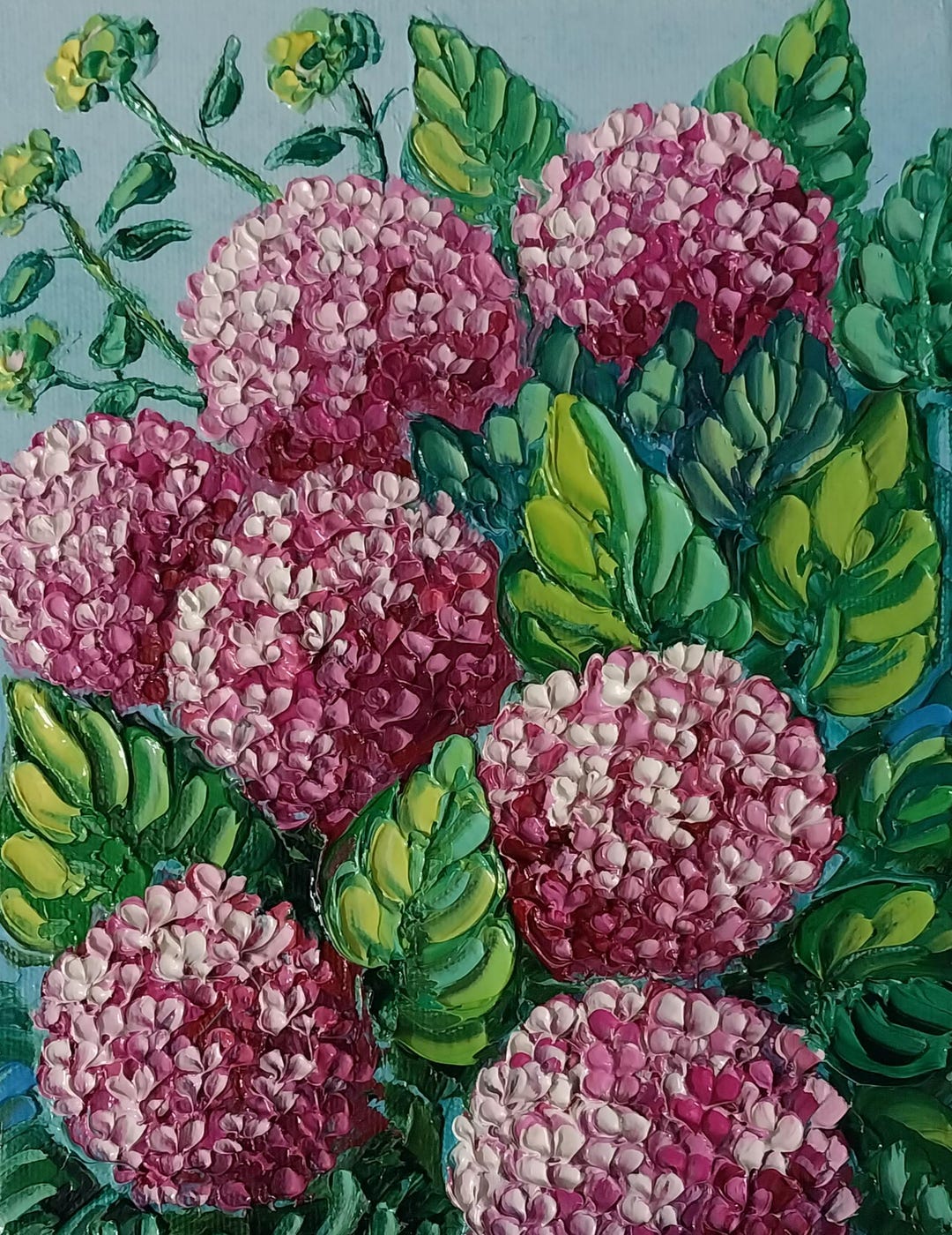 Pink Hydrangea Oil Painting Original: Spring Pink Flowers Art Impasto ...