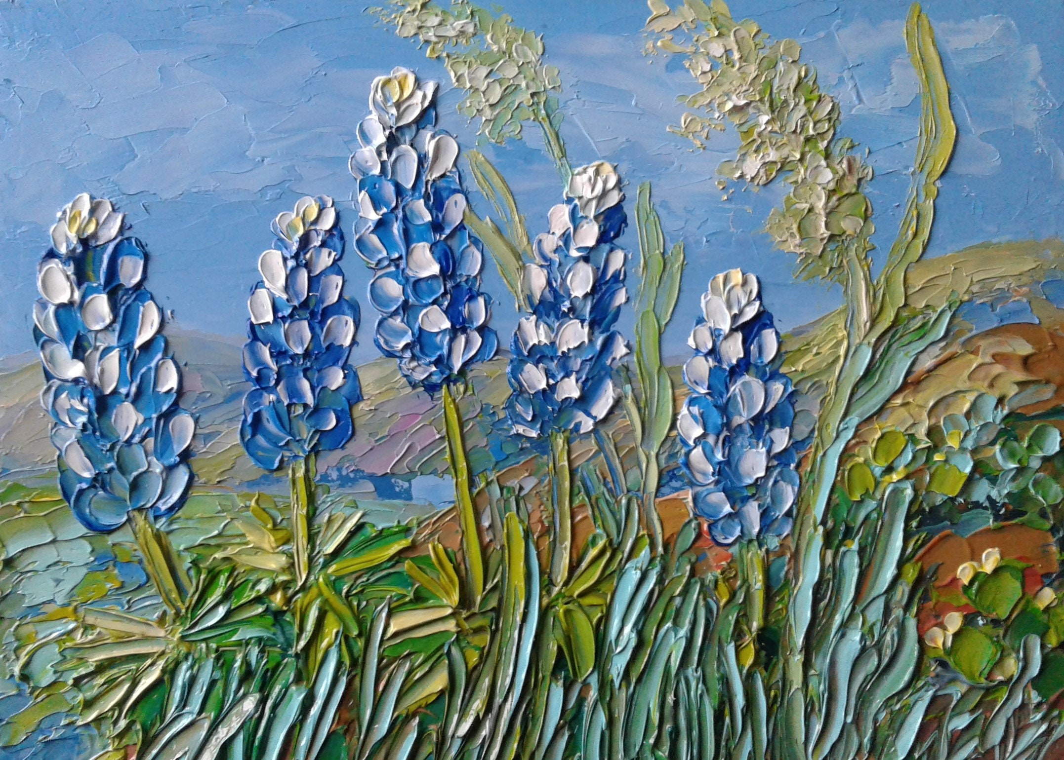 Texas Bluebonnets Painting Texas Hill Country Painting Original