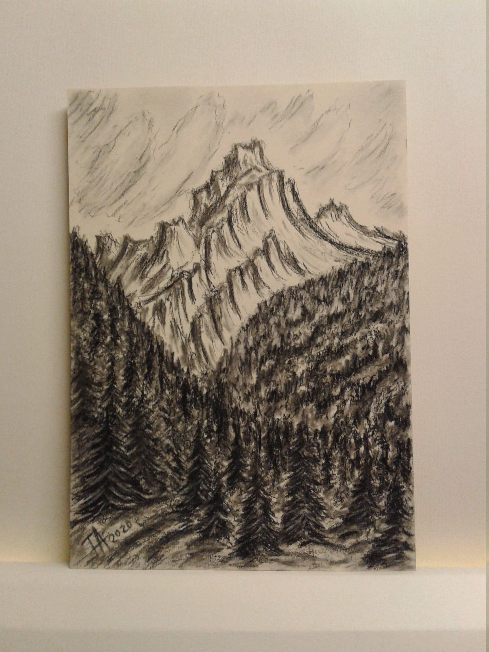 Mountain Sketch ArtCharcoal Landscape DrawingCharcoal Art Etsy