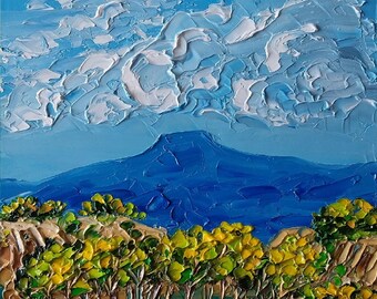 Cerro Pedernal New Mexico Oil Painting Original: Autumn Southwest Landscape, Impasto Artwork On Canvas