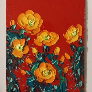 Opuntia Flowers Oil Painting Original Prickly Pear Cactus Art Flowering Cactus Artwork Desert Flowers Wall Art Cactus Gift Painting Impasto