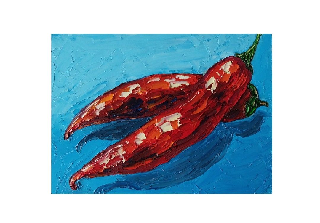 Red Chili Pepper Painting Original Chili Pepper Art Red Pepper Etsy