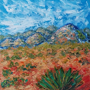 New Mexico Desert Oil Painting Original New Mexico Landscape Wall Art New Mexico Desert Mountain Southwest Landscape Gift Painting Impasto