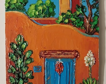 Santa Fe Old House Oil Painting Original: New Mexico Southwest Art On Canvas