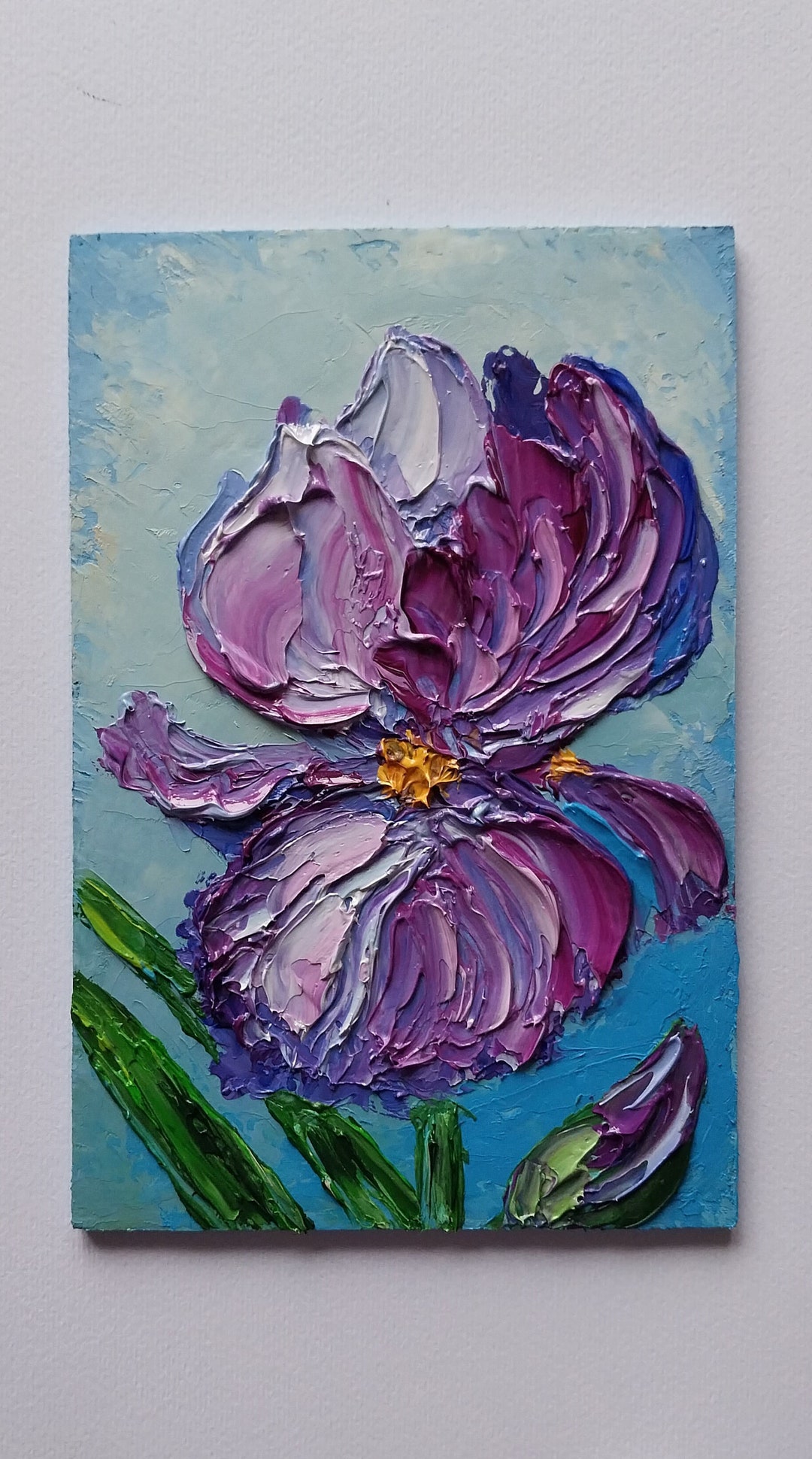 Iris Oil Painting Purple Iris Flower Painting Original Floral - Etsy