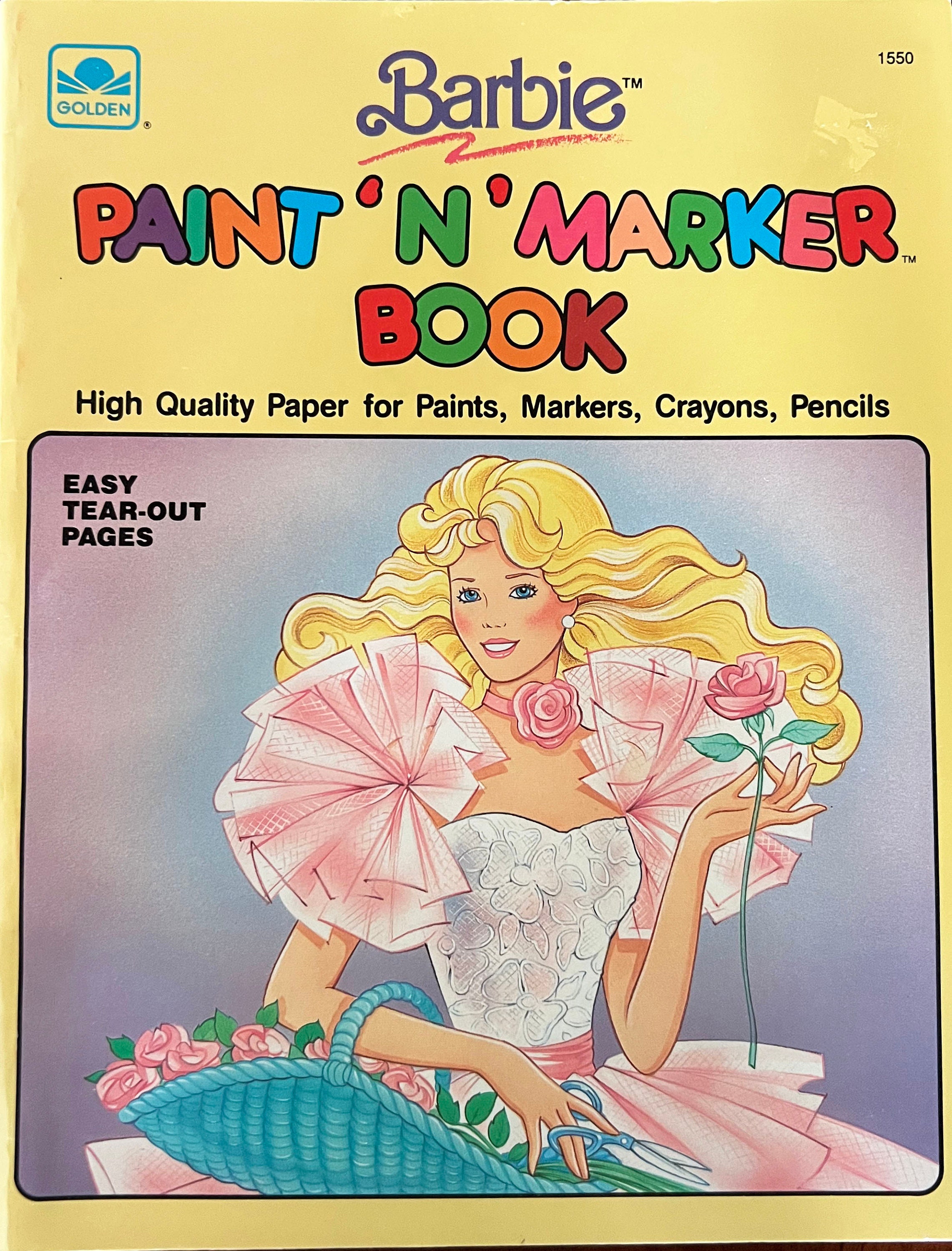 Vintage Barbie Paint and Marker Coloring Book 1990s Unused NOS Golden ...