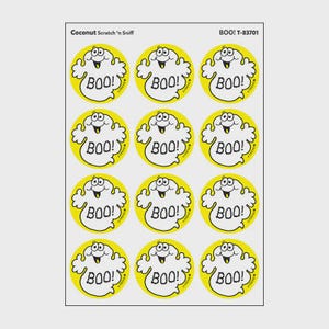Vintage Trend Halloween Ghost Boo Scratch and Sniff Reward Stickers 1980s
