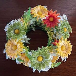 Vintage Plastic Flower Candle Ring Centerpiece MCM NOS