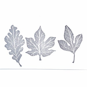 Three Leaves Stamps, fall leaves, maple leaf, oak leaf, hand carved rubber stamp, scrapbooking stamp, card making stamp, crafting supplies