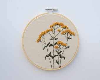 Goldenrod Embroidery Hoop, wall decor, gift for her, wild flower