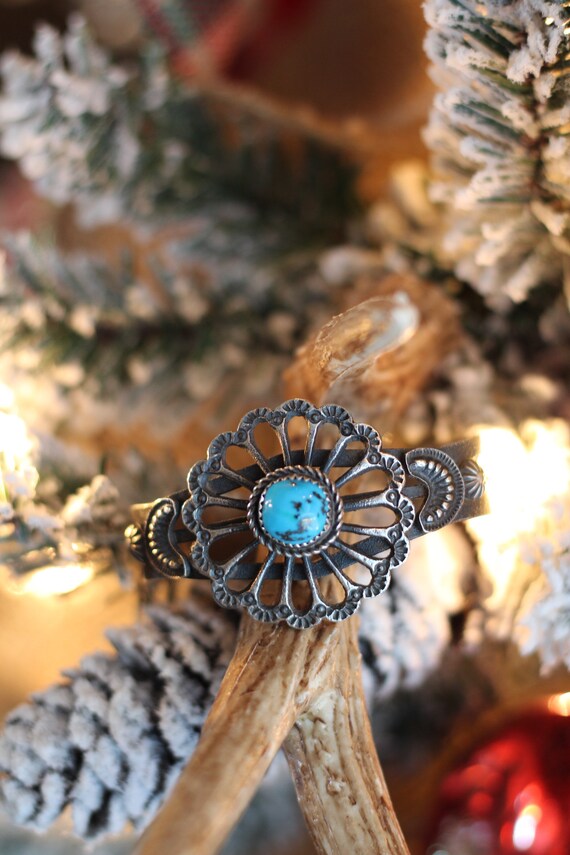 Vintage Turquoise Sandcast Cuff