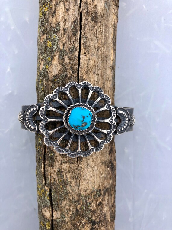 Vintage Turquoise Sandcast Cuff