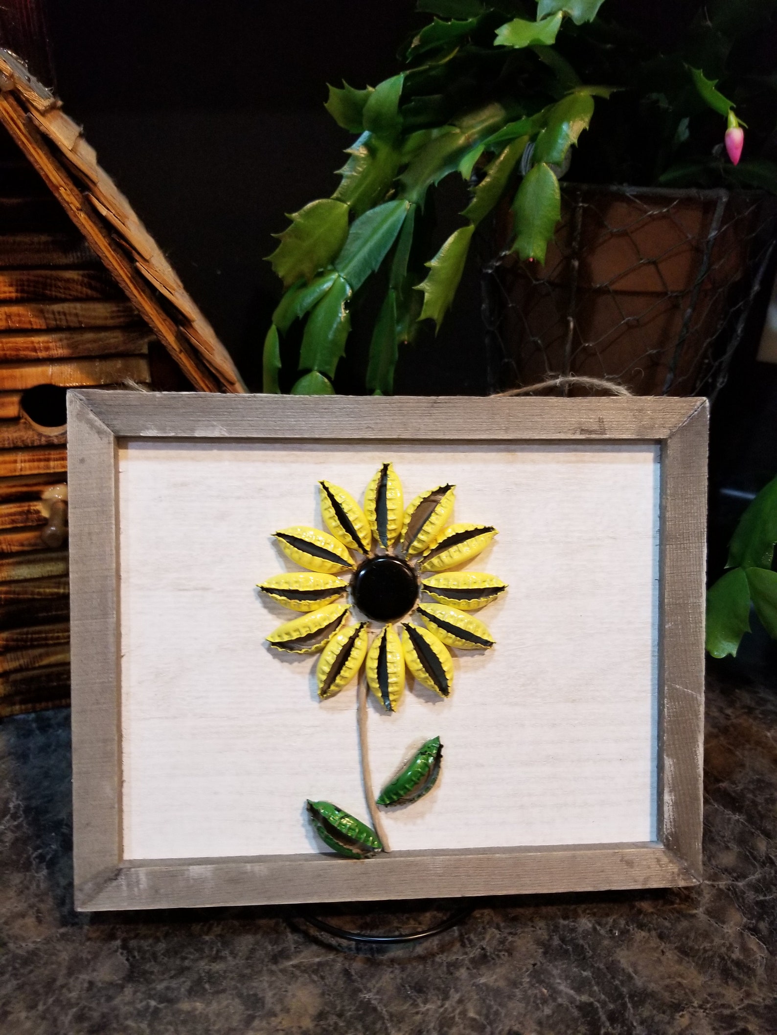 Upcycled Beer bottle cap Sunflower Etsy