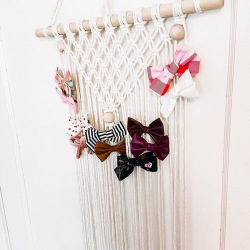 Macrame Hair Bow Holder Wall Hanging - Etsy