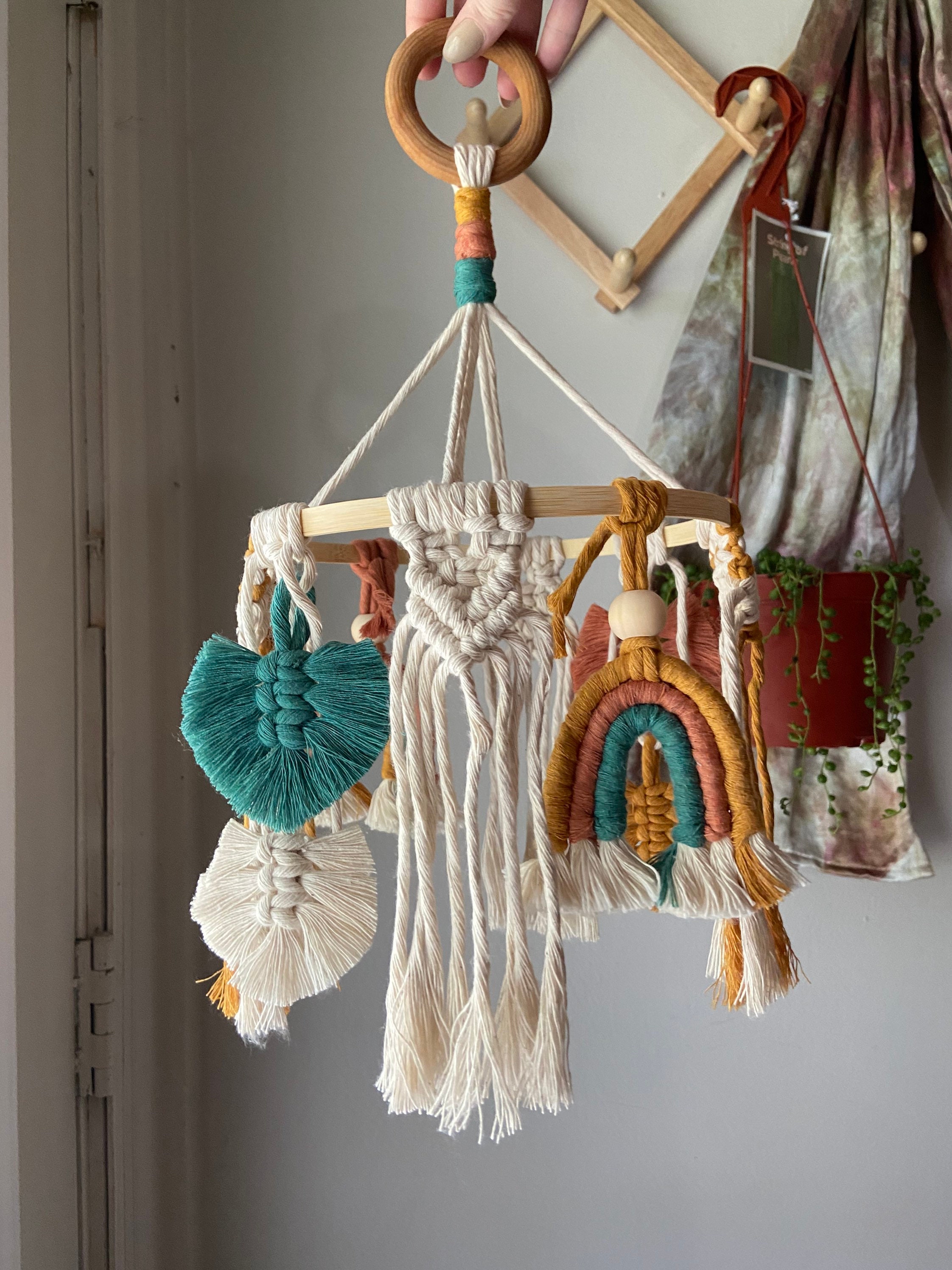 Boho Macrame Nursery Mobile 35 colors Etsy