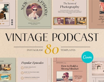 Podcast Instagram Templates Canva | Bloggers Instagram Canva Templates | Social media templates Canva | Canva Template Bundle for Instagram