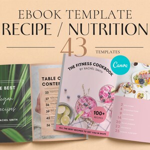 Cookbook Template, Nutrition Ebook Template, Cookbook Template Canva, Canva Recipe Book Template, Recipe Cards, Meal, Family Recipe Book