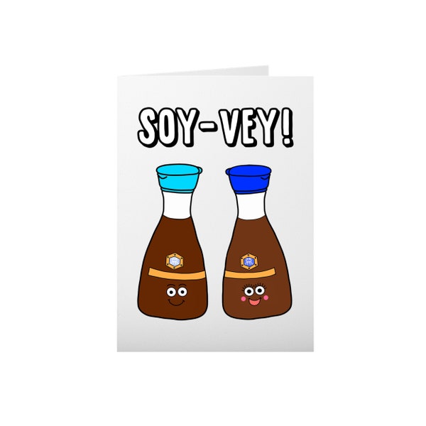 Soy Vey Funny Jewish Japanese Sushi Pun Card, Funny Passover Asian Sushi Lover Chinese Food Pun Cards, Oy Vey, Jewish Mother, Soy Sauce Card