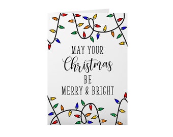 May Your Christmas Be Merry And Bright 5x7 Greeting Card, Christmas Card for Family, Card for In-Laws, Classic Holiday Card, Cute Card