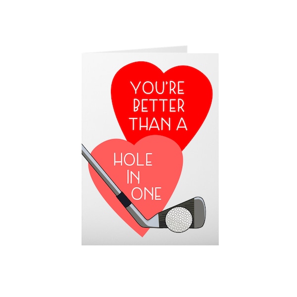 Golf Anniversary Card, Card for Golfer, Golf Pun Card, Babe Golf Card, Best by Par, Girlfriend Boyfriend Husband Wife, Love, Pink Red Hearts