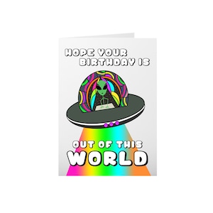 Funny Alien Birthday Card: Out of this World Pun
