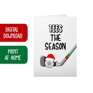 Divertida tarjeta navideña de golf, tarjeta de descarga digital para imprimir en casa para golfistas, Feliz Navidad desde el campo de golf, juego de palabras sobre golf, tarjeta festiva imprimible