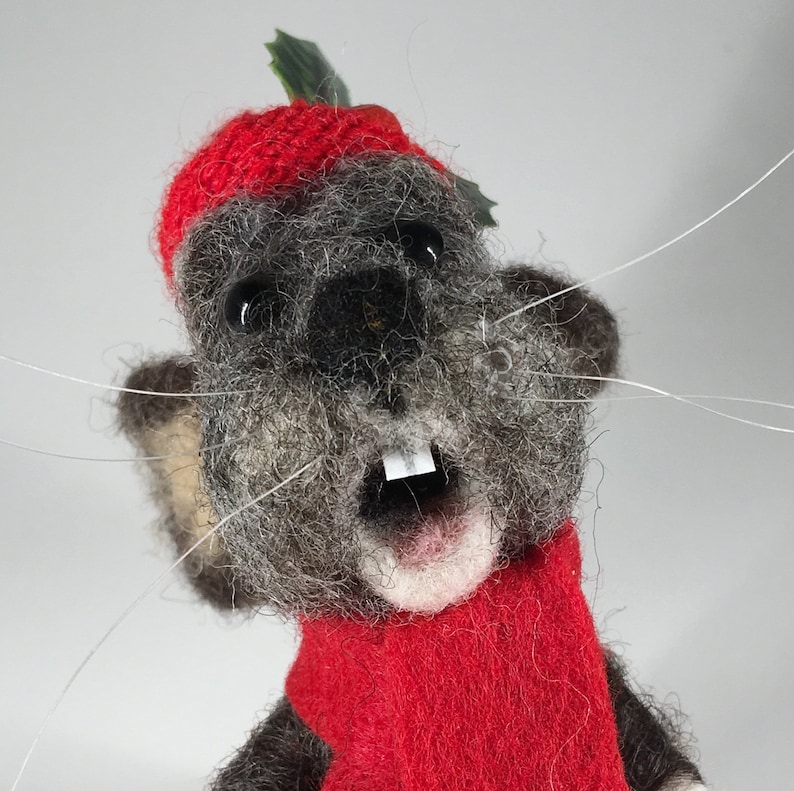Christmas Mouse Decoration Wool Mouse Needle Felted Mouse Etsy