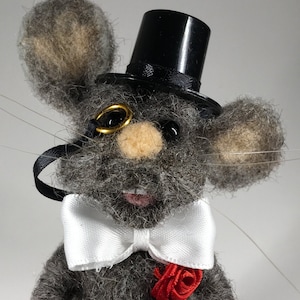 New Year Mouse, Felted Mouse, Decoration, Birthday Gift, Grey Mouse, Felt Mouse