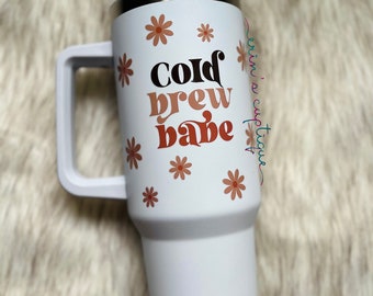 WEEKEND SALE | Cold Brew Babe 40oz Stanley Dupe, White Stanley Dupe, Cute Stanley, 40oz Tumbler, Gifts for Her