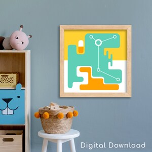 Abstract imagination art for children, what do you see? Kids room decor, printable wall art, digital download, pastel #5