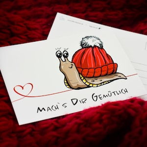 Postkarte "WINTERSCHNECKE" - Winterkarte - Machs dir gemütlich - Schneckenkarte