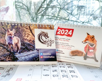 Calendar with  fox 2024