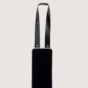 Black Leather Mini ClutchStrap - Adhesive Wristlet Phone Strap