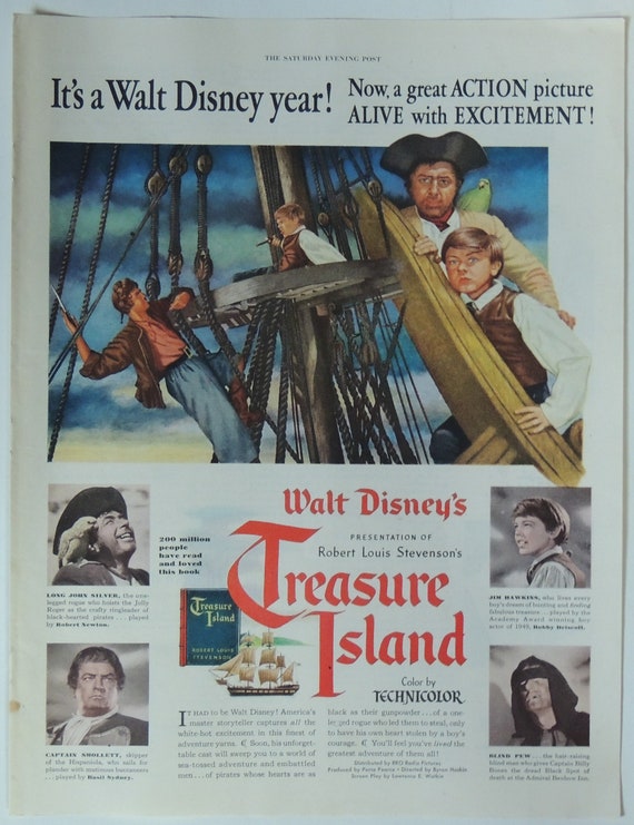 1950 Walt Disney Treasure Island Movie Vintage Magazine Etsy