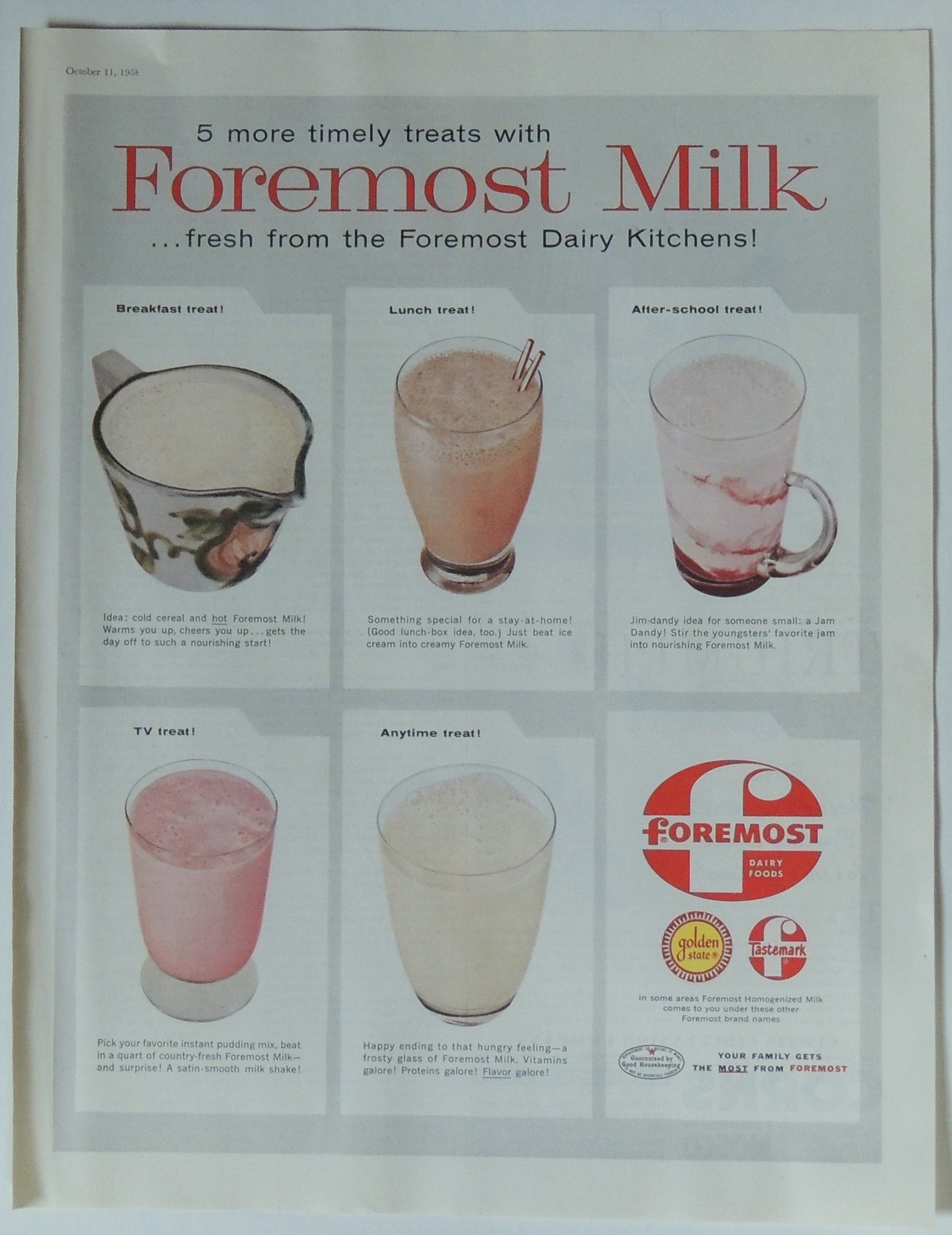 1958 Foremost Dairy Milk Vintage Magazine Ad Farm Fresh Dairy Etsy