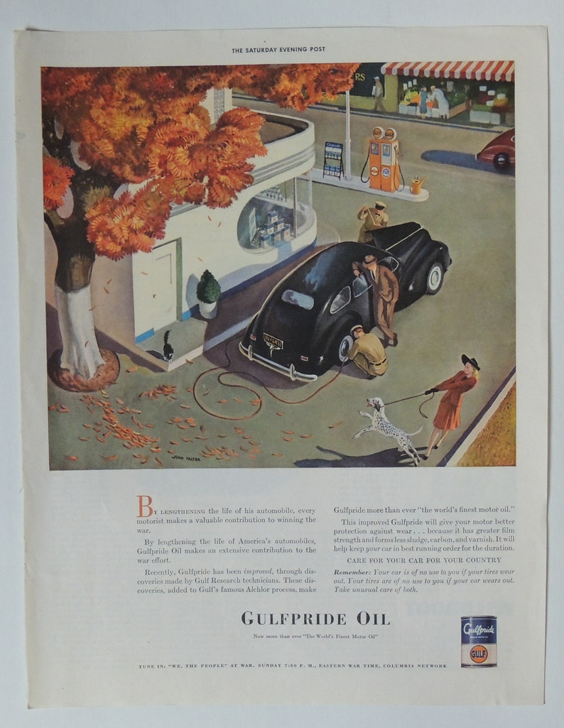 1942 Gulfpride Oil Vintage Magazine Ad Automotive Etsy