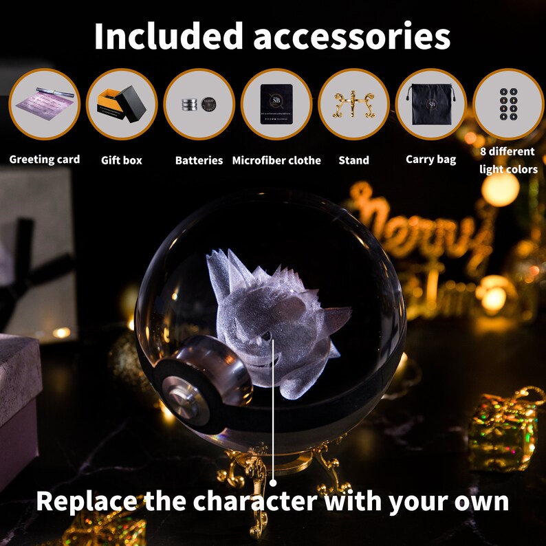 grandma gifts mothers day gift mom gift Pokemon Electrike Shiny Ball Crystal Pokeball Pokemon gifts