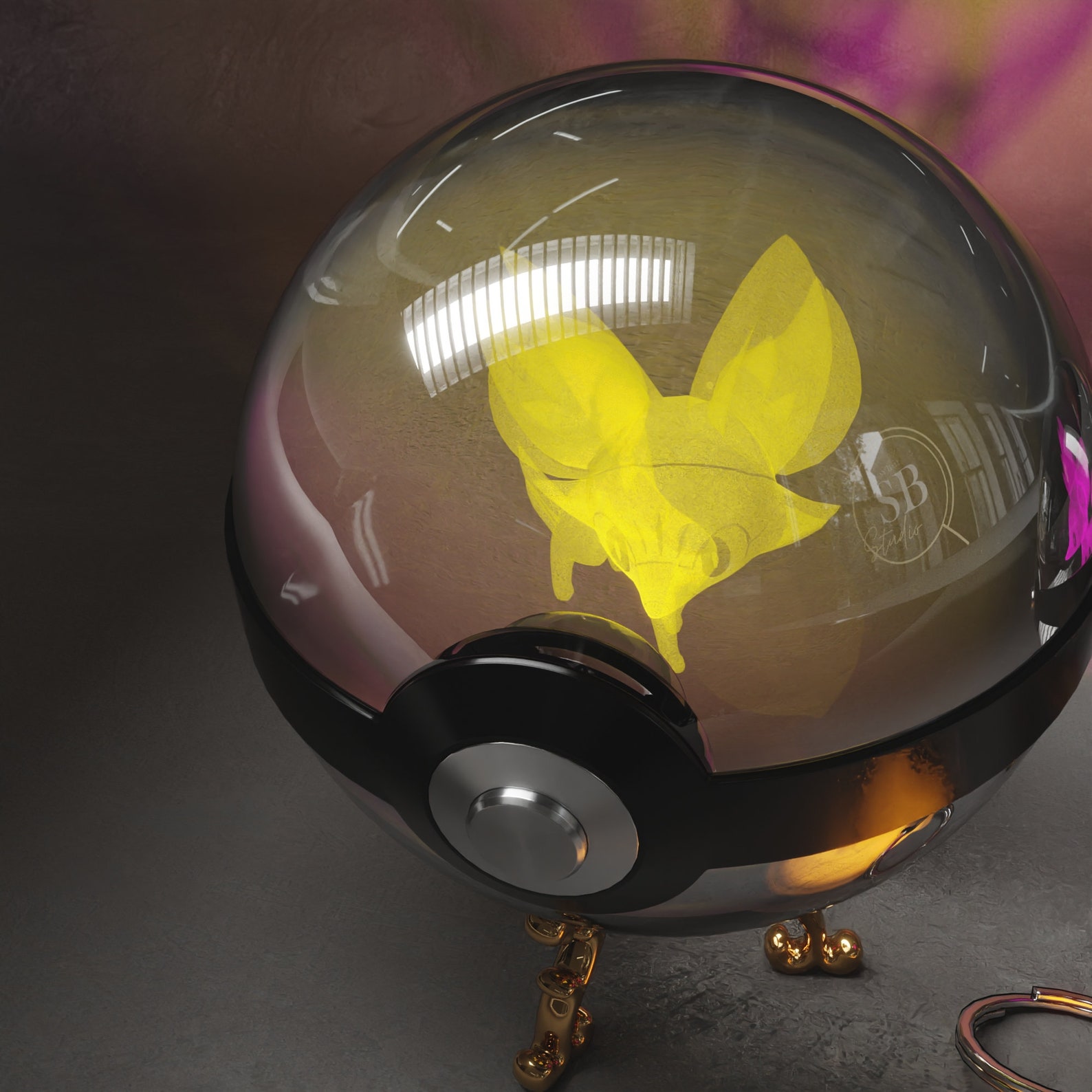 Fennekin Shiny Ball Crystal Pokeball Etsy