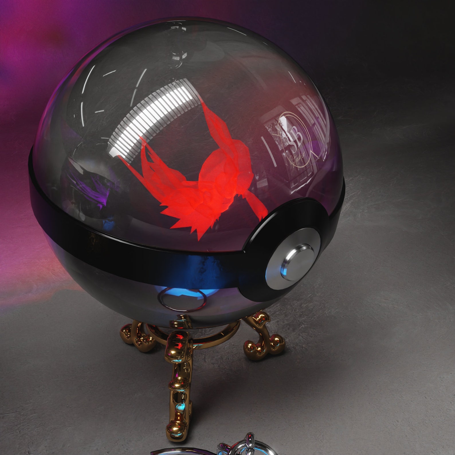 Shiny Ball Crystal Pokeball Darkrai Etsy