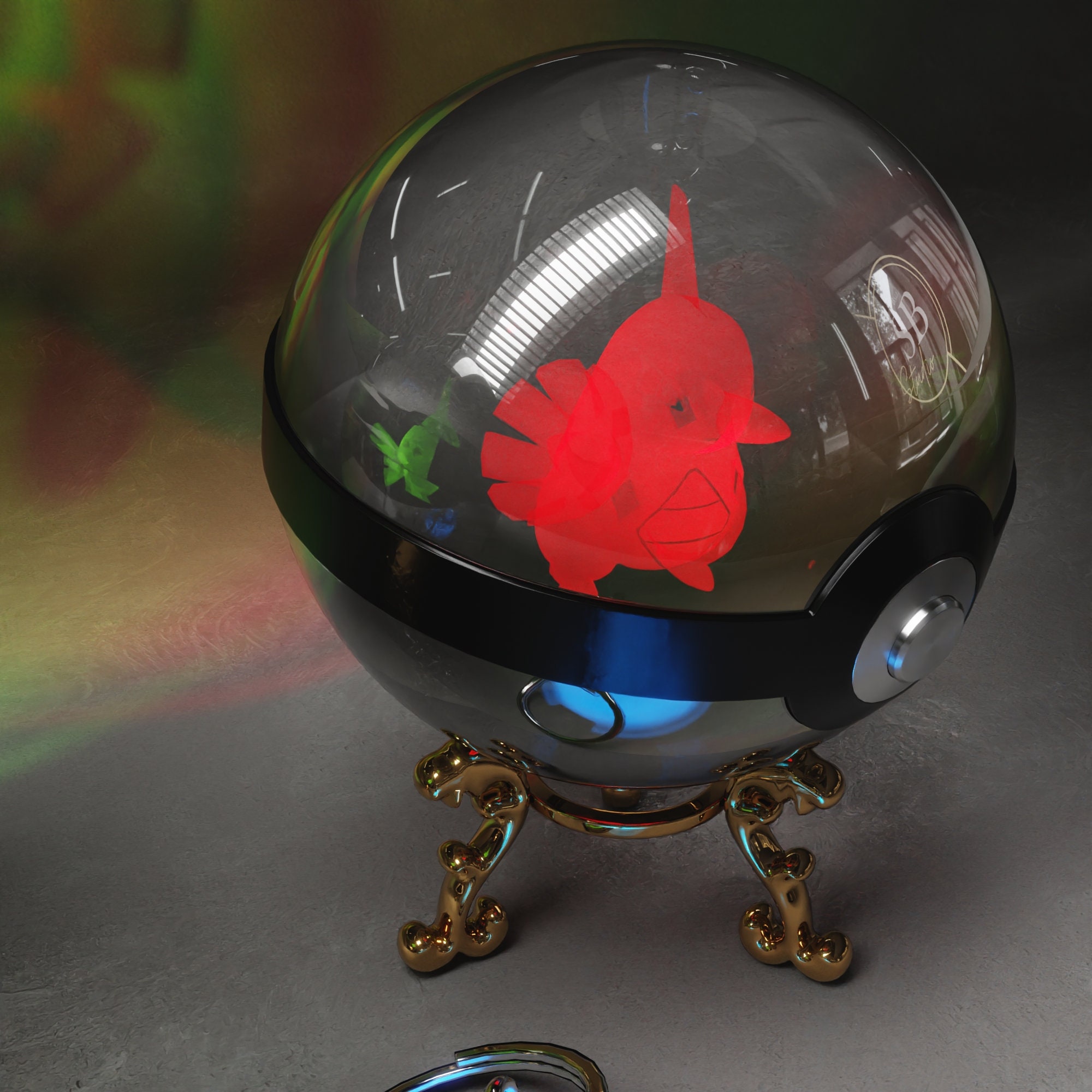 Shiny Ball Crystal Pokeball Larvitar Etsy