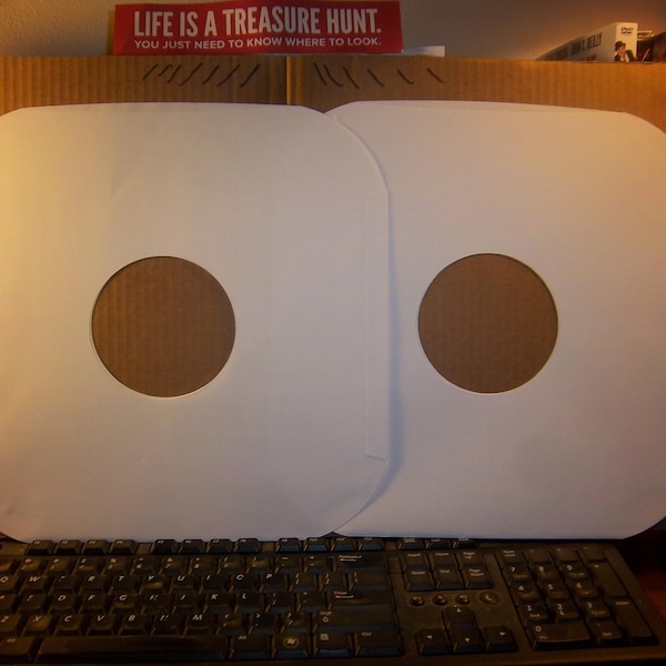 100 White Paper 12" Vinyl Record Inner Sleeves with Viewing Hole