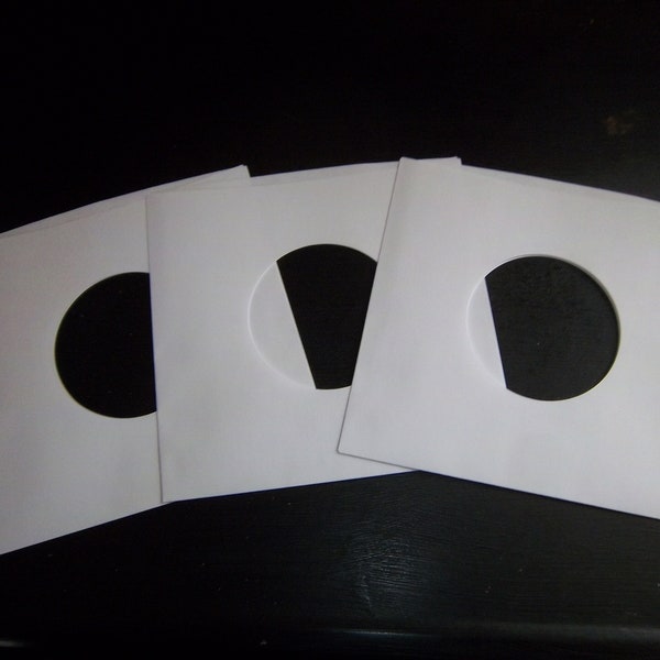 FREE SHIPPING!!! 25 ct 7" 45 RPM White Paper Inner Sleeves / Hole for Viewing Label. Plus a 45 rpm record!  Record vinyl  Protectors.