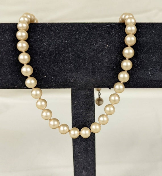 Trifari Pearl Necklace Vintage Beautiful 16" Sign… - image 1