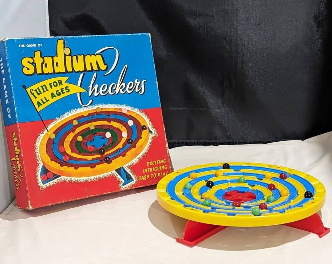 Vintage Schaper Plastic Stadium Checkers Game in Original Box Etsy