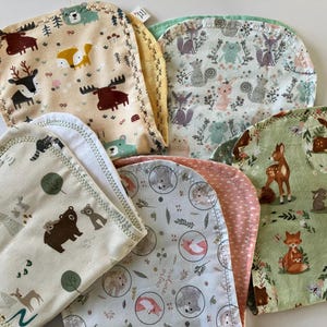 Woodland burp cloths 5 for 28.50.  20”x9” Animal friend fabric may vary but theme will be the same.  Double flannel. SHIPS FREE.