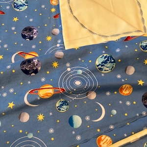 Outer Space Flannel Nursery Set – Handmade Baby Blanket & Burp Cloths