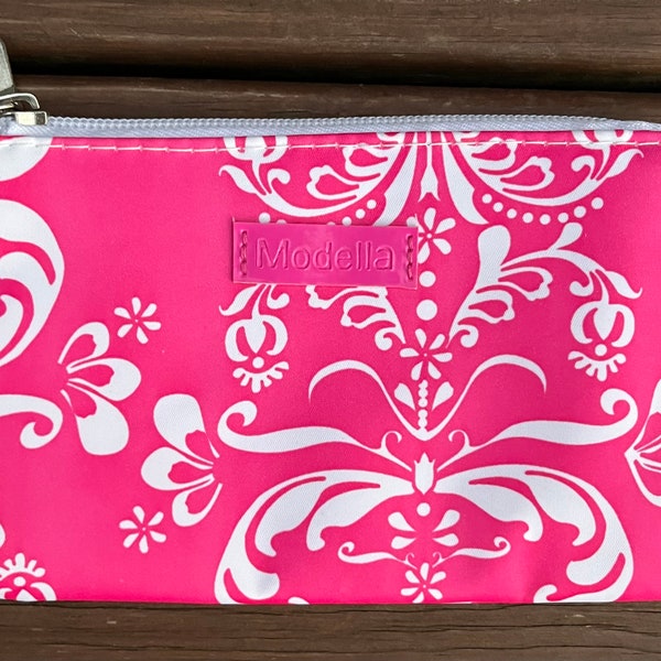 Pink Paisley Modella zipper pouch coin purse cosmetic bag shabby chic