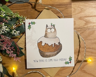 Christmas Card, Cat Christmas Card, Pudding Christmas Card, Christmas Cat, Cats.