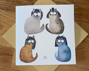 Funny Cat Birthday Card, Funny Cat Card, Hiss.